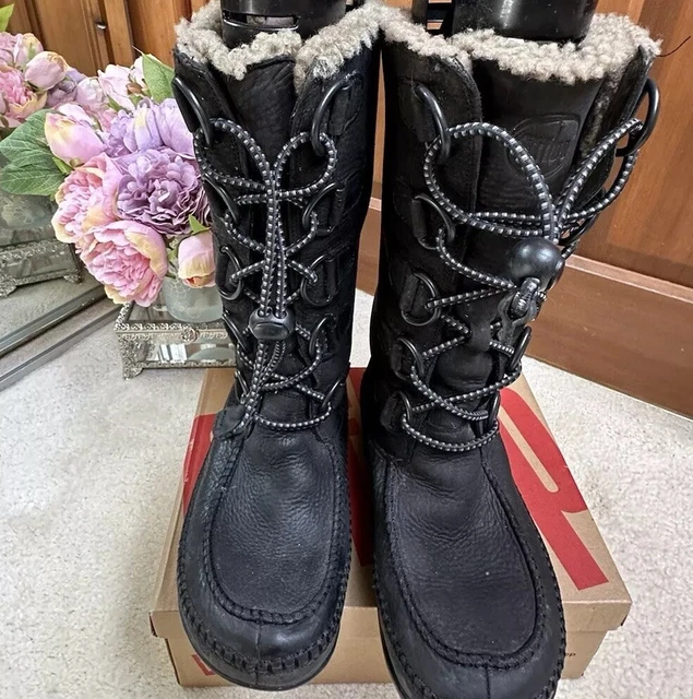 FITFLOPS TALL MUKLUK Moc 2 Shearling Lined Boots Black lace Leather size 6 85.00 PicClick UK