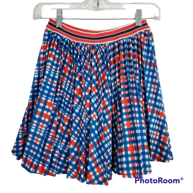Jacadi Girls Blue Red White Plaid Pleated Skirt NWT Size 12 Kids Youth