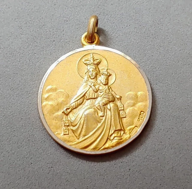Vtg Silver 800 Pendant Medal Vintage Gold Vermeil Italy Marked Religious 14 Gram