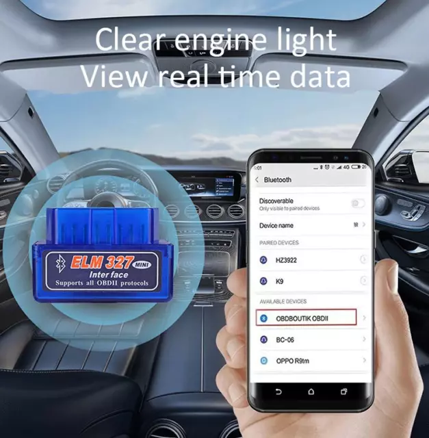 Bluetooth OBD2 ELM327 Car Scanner IOS & Android Diagnostic Auto Scan Tool OB