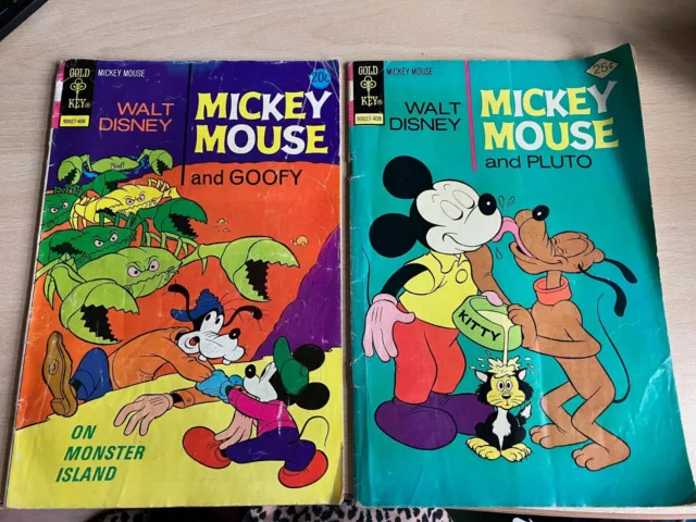 Vintage Walt Disney 1974 Two Comics -'Mickey Mouse & Pluto+'Micky Mouse & Goofy'