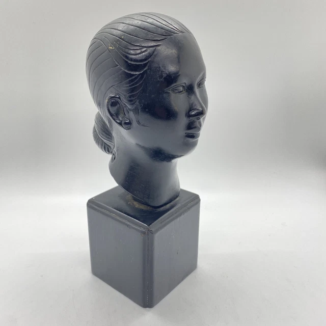 VTG MCM Nguyen Thanh Le Vietnamese Bronze Vietnam Bust of Laos Woman Sculpture