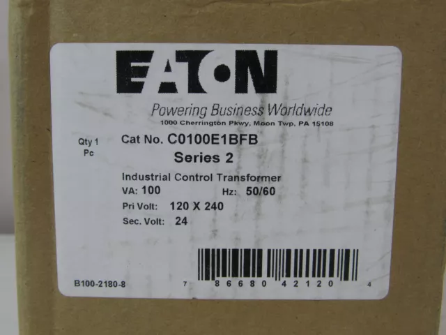 Eaton NSB C0100E1BFB Control Transformers 240V 50/60Hz EA SECONDARY VOLTAGE 24V