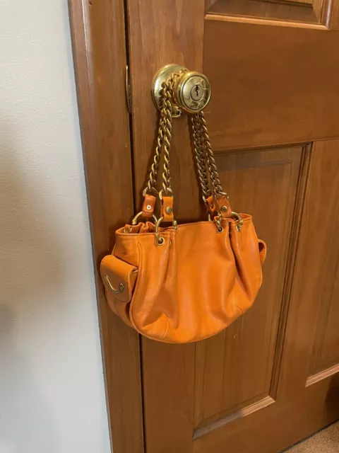 Vintage RARE Juicy Couture Y2K Mini Chain Shoulder Bag Orange Old School