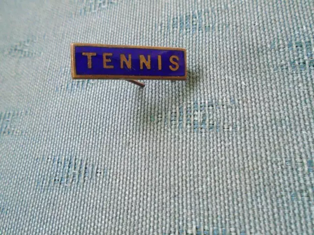 Vintage School Uniform Tennis - Dark Blue Enamel Bar Type Pin Badge - Fattorini