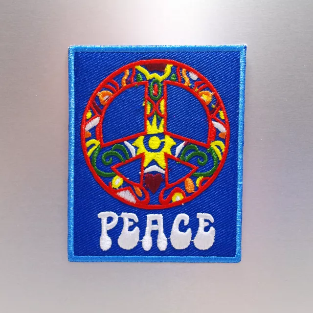 Peace Patch — Iron On Badge Embroidered Motif — Hippy Cute Fun Heart Sign Retro