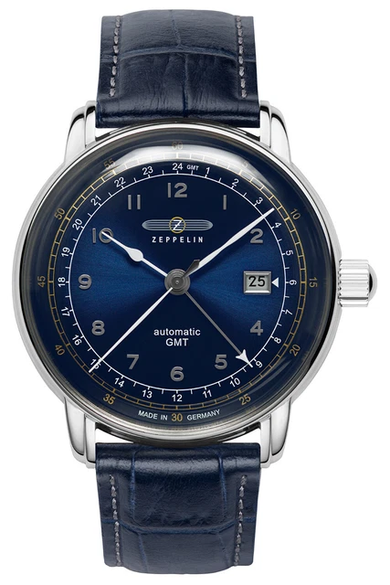 Zeppelin Orologio da Uomo Automatico Gmt LZ126 Los Angeles Blu Scuro 7668-3