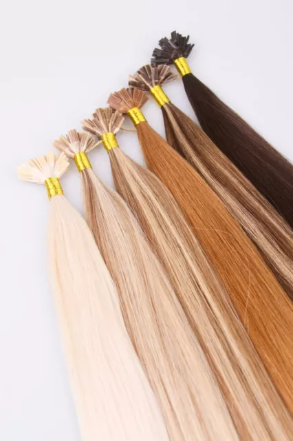 Keratin Bonding Hair Extensions 100% Remy Echthaar Strähnen Flat-Tip