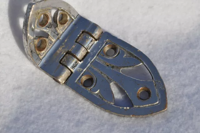 Antique Ice Box Solid Cast Brass Nickel Plated Door Hinge-Early 1900s