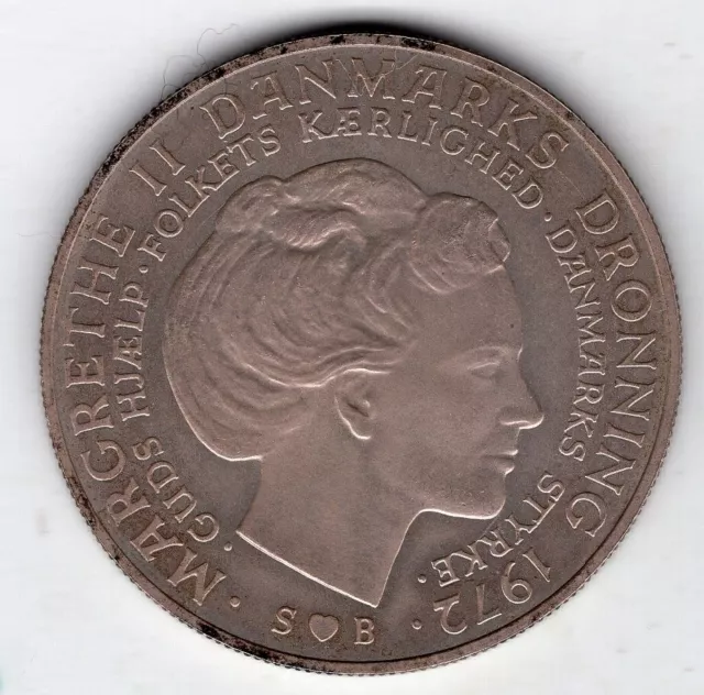 1972 Danish Silver Commemorative 10 Kroner Coin, Accession of Margrethe II