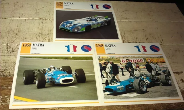 MATRA  RACE  Cars  Colour Collector Cards x 3