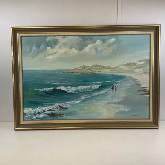 "Going Fishing, Back Beach Port Neil" Painting Signed by Glenise Hall (A1) S#533