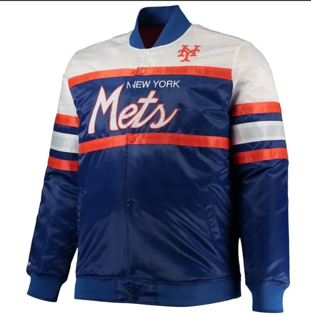 NWT NY Mets MLB Mitchell & Ness Satin Bomber Snap Jacket  Quilted Men size 2XL