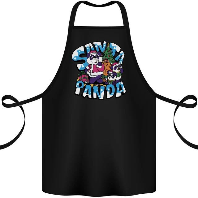 Funny Christmas Santa Panda Cotton Apron 100% Organic