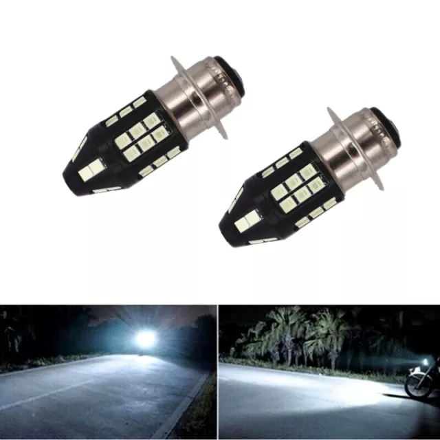 2x P15D H6M LED Chips Headlight Globes for Motorcycle ATV Yamaha 1200LM/PCS