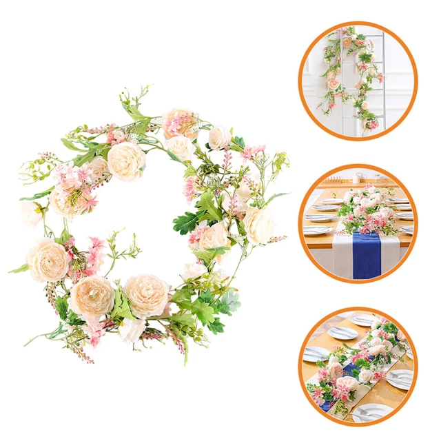 Couronne De Roses Artificielles 45 Cm - Eucalyptus Et Fleurs En Soie - Décoration Porte, Mur Ou Cheminée