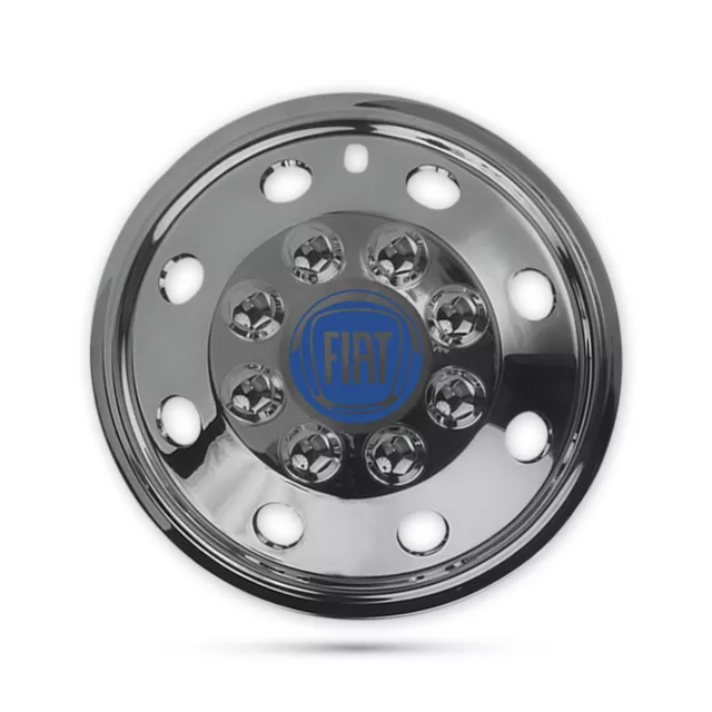 Per Fiat Ducato Motorhome Van 15"" 4x Cromato Rifiniture Ruota Piatto Extra Profondi Mozzo" Blu