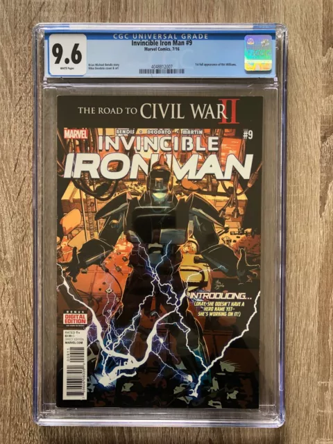 INVINCIBLE IRON MAN #9 2016 Marvel CGC 9.6 1st full appearance of RIRI WILLIAMS