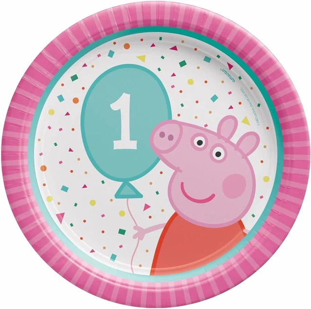 Pack De 8 Assiettes Peppa Pig 23 Cm – Multicolores, Parfaites Pour Une Fête Joyeuse Et Colorée