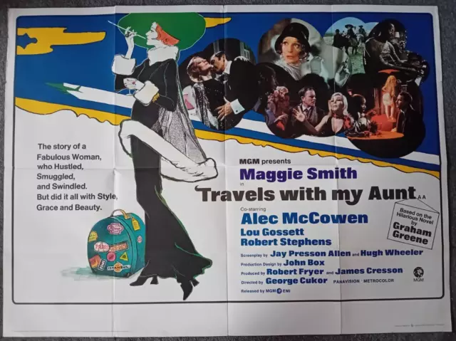 ORIGINAL UK QUAD FILM POSTER TRAVELS WITH MY AUNT Maggie Smith