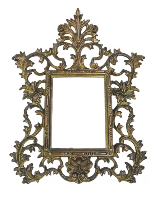 Antique Vintage Cast Brass Bronze Ornate French Rococo Style Photo Picture Frame