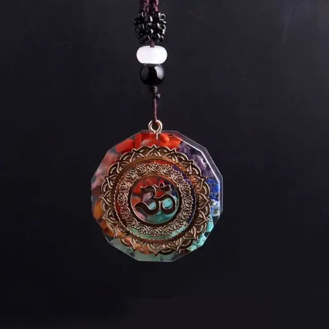 Natural Crystal Orgonite Pendant 7 Chakra Healing Talisman Women Men Necklace