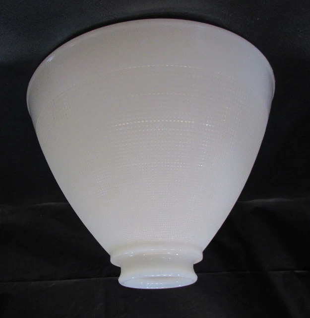 Old White Allegheny Milk Glass Square Cut Fine Waffle Diffuser Shade Lamp Globe