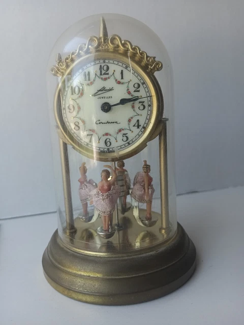 Schmid Schlenker VTG Balerina Clock Germany Contessa Wind up Jewelled Works Schmid Schlenker VTG Balerina Clock Germany Contessa Wind up Jewelled Works