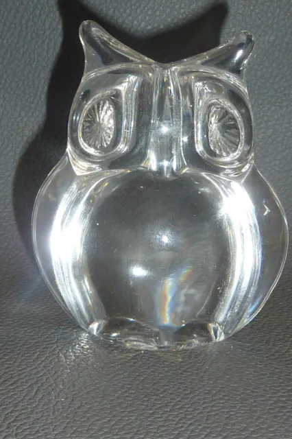 joli petit oiseau hibou chouette en cristal Daum France signé hauteur 9 cm 3