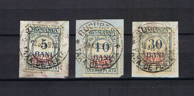 Deutsche Post in Rumanien 1918 Porto P1/2 und P4 gebraucht uaf Briefstuck