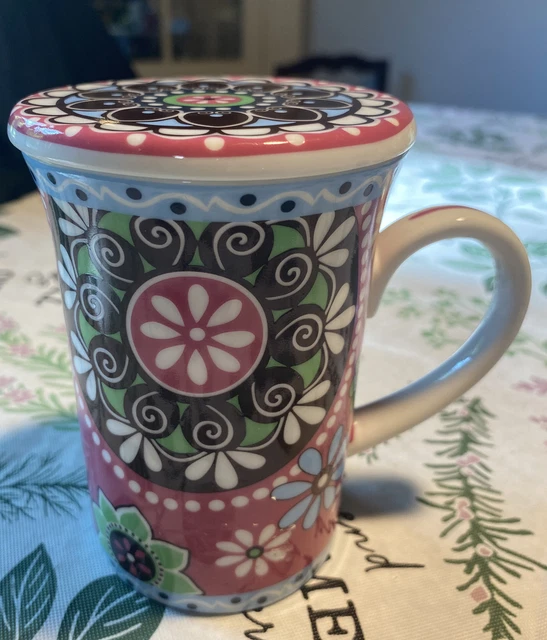 VERA BRADLEY CUP MUG WITH LID "Cupcake Pink" Rare Retired Pattern