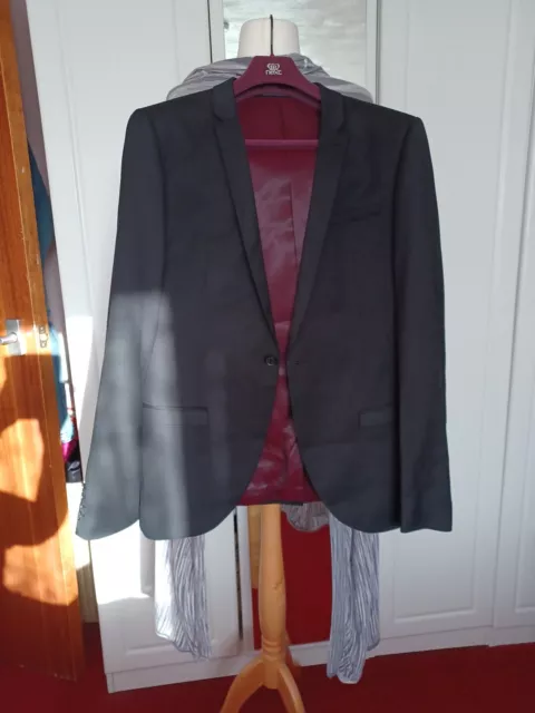 Mens Black Next Slim Fit Suit Jacket Size 42 L