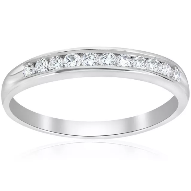 1/4 ct Lab Diamond 14k White Gold Fn Wedding Ring Women's Channel Set Band