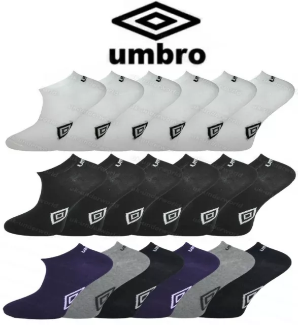 6 Pairs Umbro Mens Official Trainer Liner Sports Socks Cotton Rich Adults 6-11