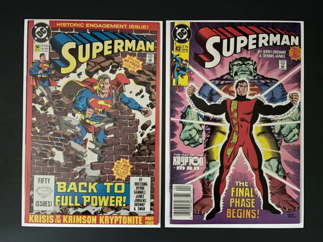 DC Superman Lot #42 & #50, 1990, Copper Age, High Grade NM 
