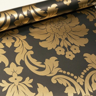 Arthouse Oro Nero Tradizionale Floreale Damascato Vintage Carta Da Parati metallica di qualità 