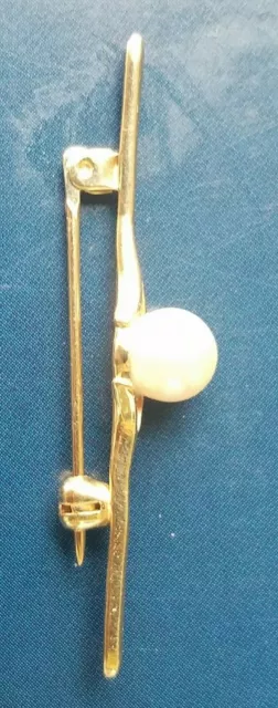 Broche perle en or 14 carats. Marqué 14k. Article vintage. 2