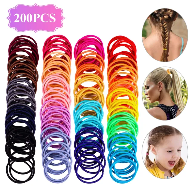 200 PCS Elastic Hair Ties Band Rope Ponytail Scrunchies Holder for Girls Women