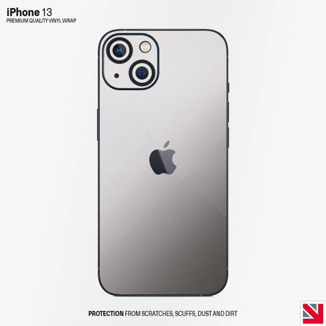 ARGENTO METALLIZZATO lucido iPhone 13 pelle decalcomania adesivo vinile avvolgente