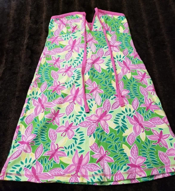 Lilly Pulitzer Womens Small Floral Sleeveless V Neck Halter Dress Mini Dress