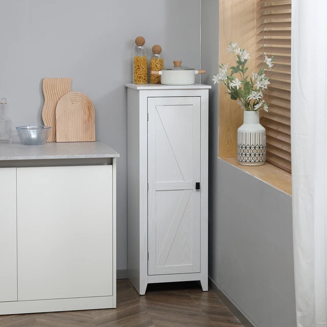 Kitchen Storage Cabinet Freestanding Pantry Adjustable Shelves Barn Door