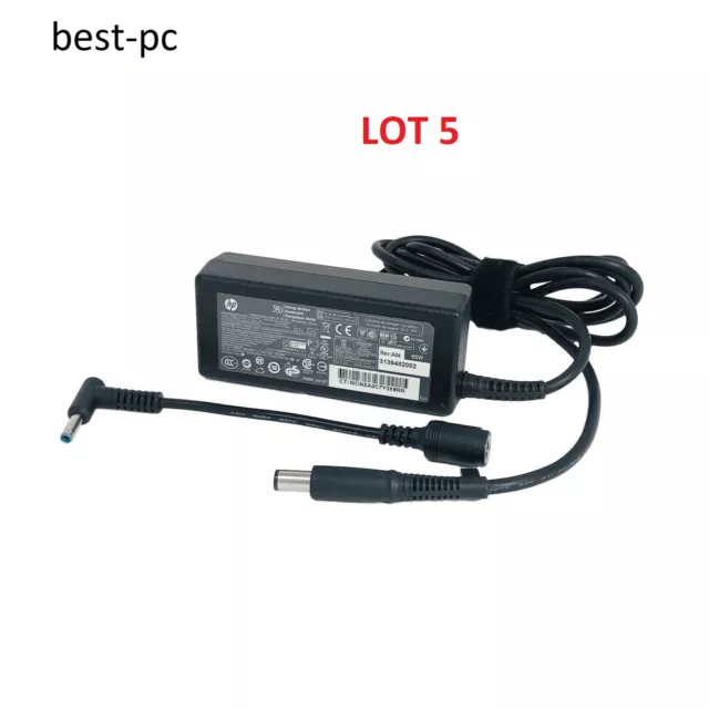 LOT 5 Hp AC Adapter  65W Charger blue tip  710412-001 With Chord Elitebook