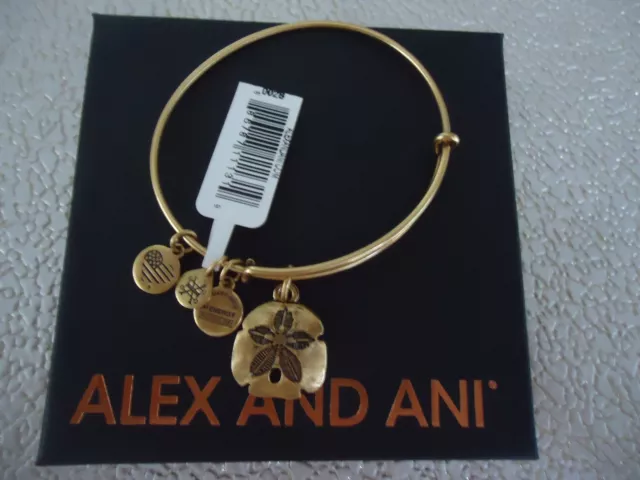 Alex and Ani  SAND DOLLAR II Russian Gold Charm Bangle New W/ Tag Card