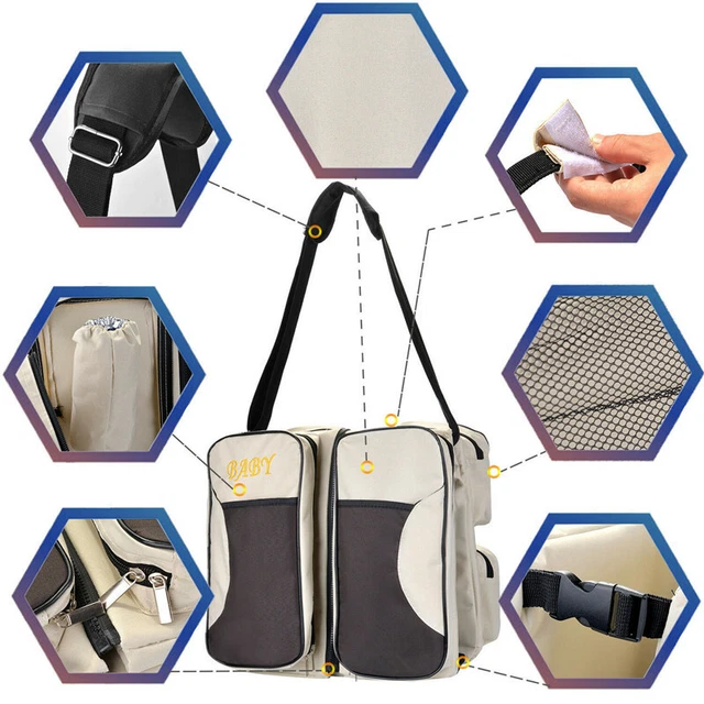 3 in1 Diaper Bag With Baby Bed Crib Foldable Mummy Stroller HandBag Travel Bag 3