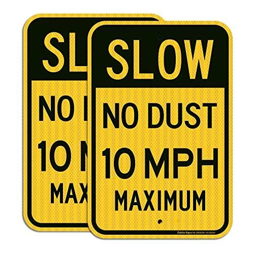2 Pack Slow No Dust 10 MPH Maximum Sign, Speed Limit Sign 18 x 12 Inches