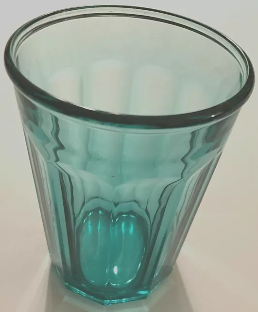 Vintage Luminarc France 500 Teal Green Water Drinkware 10 Panel Glass Tumbler