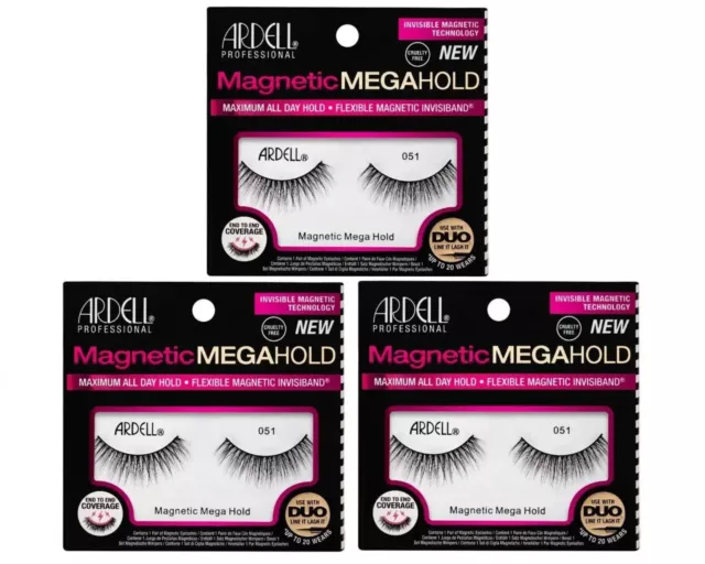 Ardell False Eyelashes - Magnetic Strip Lashes- Megahold 051 ( Pack of 3 )