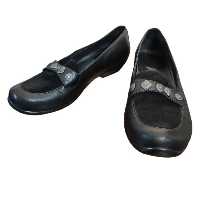 Dansko Womens EU 41 US 10.5-11 Ophelia Black Leather Silver Embellished Loafer