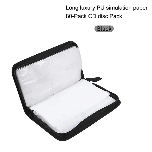 Faux Cuir Pu 80 Disques CD DVD Stand Housse De Rangement Boîte De Rangement Sac