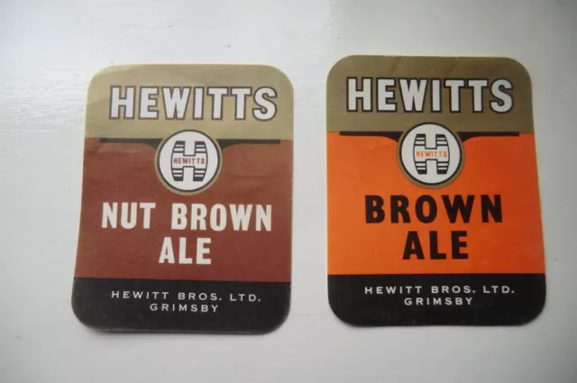 Pair Of Hewitts Grimsby Nut Brown Ale  & Brown Ale Brewery Beer Bottle Label